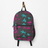 Pink & Turquoise Barrel Racing Horses Backpack — Sacs à dos décontractés
