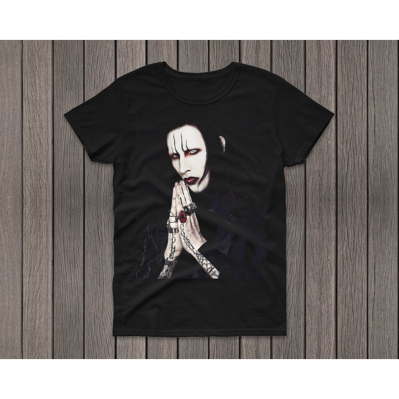 Marilyn Manson Red Lips Rock Heavy Metal T-shirt — T-shirts pour hommes