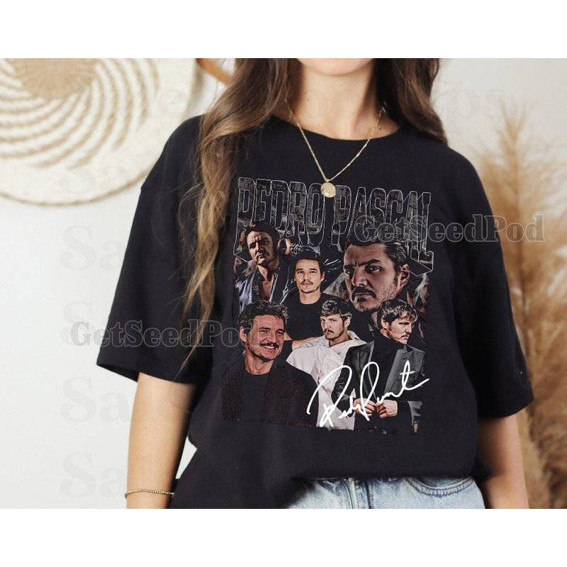 Pedro Pascal Signature Vintage Tribute T-shirt — T-shirts pour hommes
