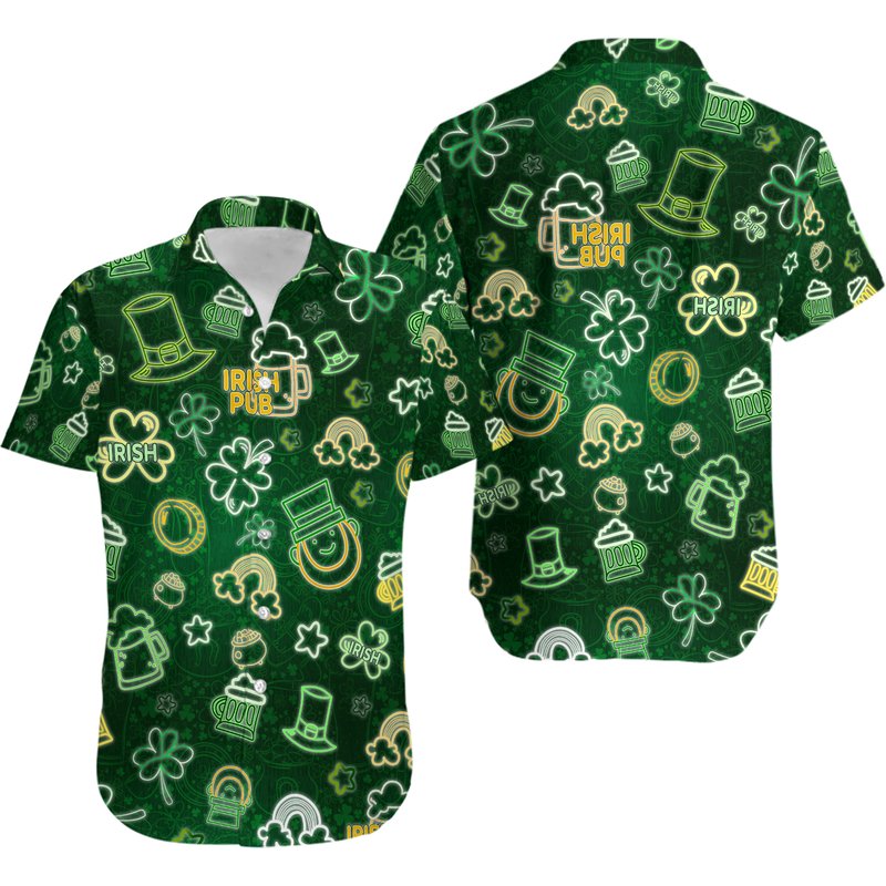 Irish Pub St Patrick's Day Hawaiian Shirt — Chemises décontractées pour hommes