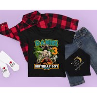 Birthday Custom Name Dinosaur Shirt, Jurassic Park Matching Birthday Boy Shirt — T-shirts pour hommes