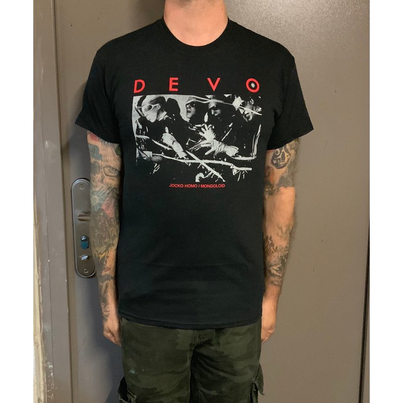 Devo Mongoloid / Jocko Homo Advert Shirt — Mens T Shirts
