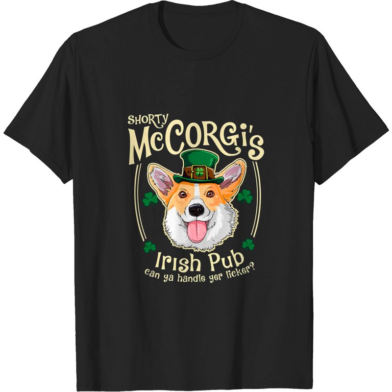 St. Patrick's Day Corgi T-shirt, Shorty Mccorgi Fun Dog Shirt — T-shirts pour hommes