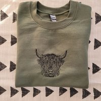 Highland Cow, Embroidered Sweatshirt