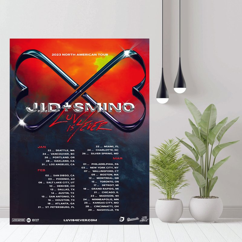 Jid & Smino Luv Is 4ever Tour 2023 Poster — Affiches et impressions