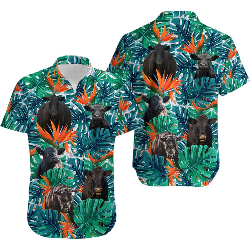 Cow Lovers Black Angus Hawaiian Shirt — Chemises décontractées pour hommes
