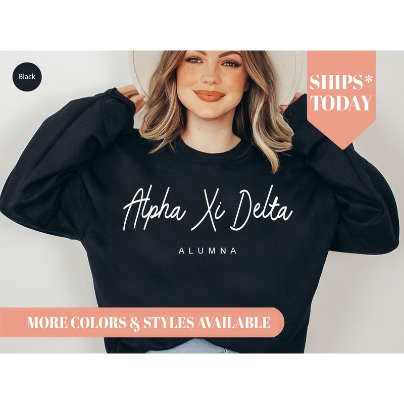 Alpha Xi Delta Flashy Alumna Sorority Sweatshirt — Sweats à capuche pour hommes