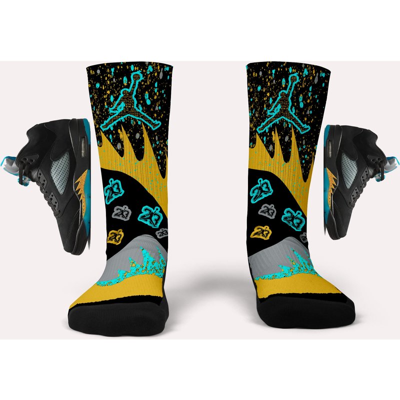 Jordan 5 Aqua Socks — Novelty Socks