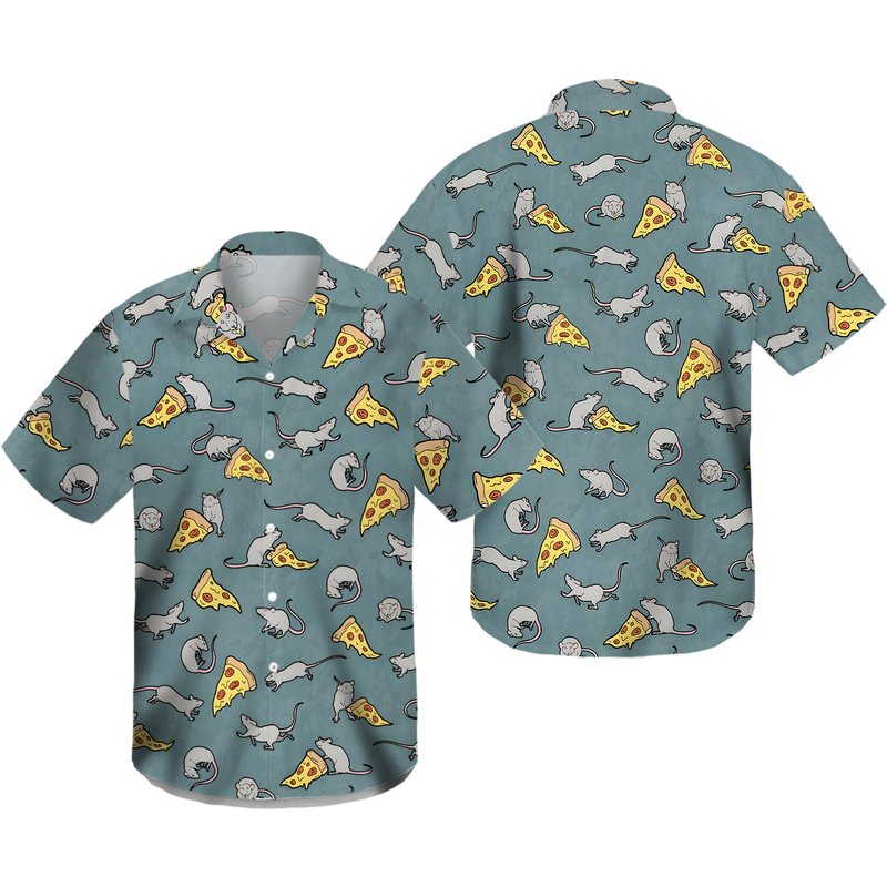 Pizza Rat Novelty Button Down Up Shirt — Chemises décontractées pour hommes
