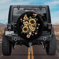Sunflower Floral Gift For Mom, Trendy Tire Cover, Usa Spare Tire Cover