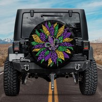 Spare Tire Cover Camper, Mardi Gras Sunflower Spare Tire Cover