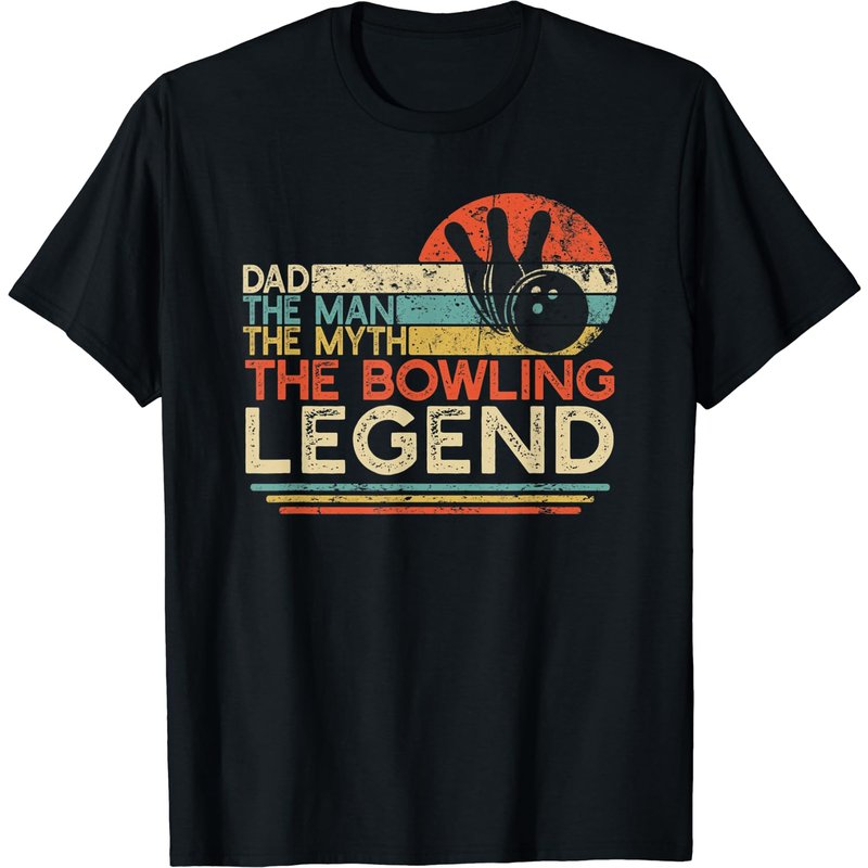Mens Vintage Bowling Dad The Man The Myth The Legend Bowler Gift T-shirt — Mens T Shirts