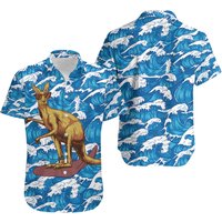 Kangaroo Shirt For Dad - Kangaroo Surfing Tropical Summer Hawaiian Shirt