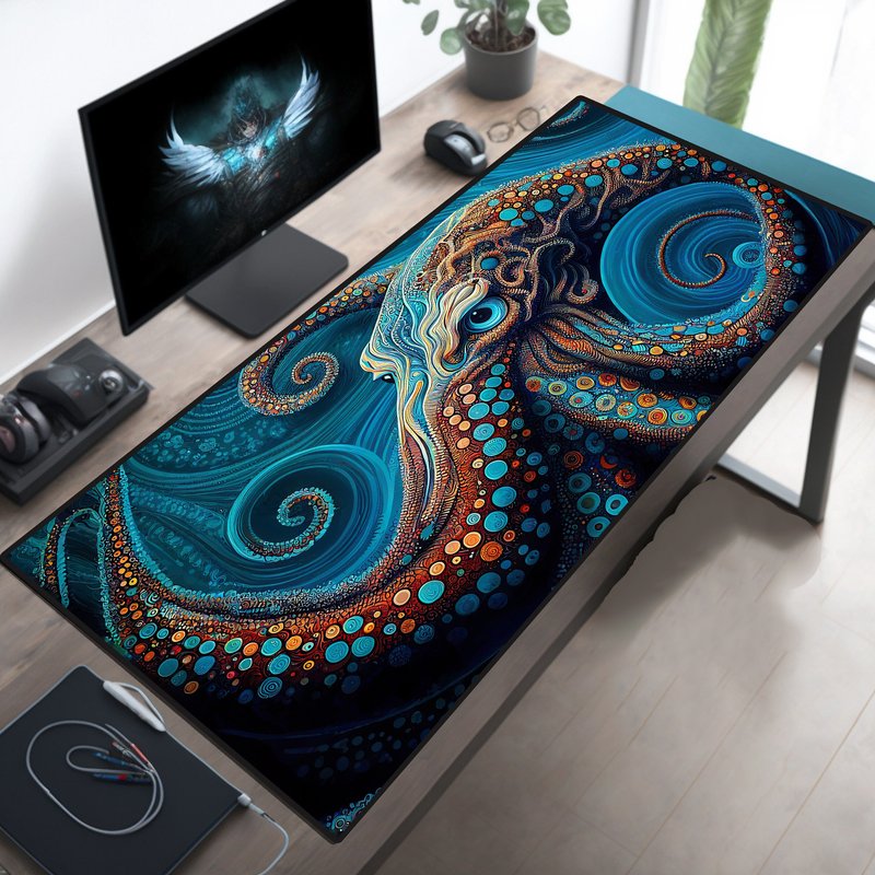 Dazzling Octopus Large Mouse Pad, Large Desk Mat