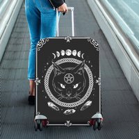 Satanic Gothic Black Cat Pentagram Suitcase Cover | Traveling With Goth — Travel Accessories