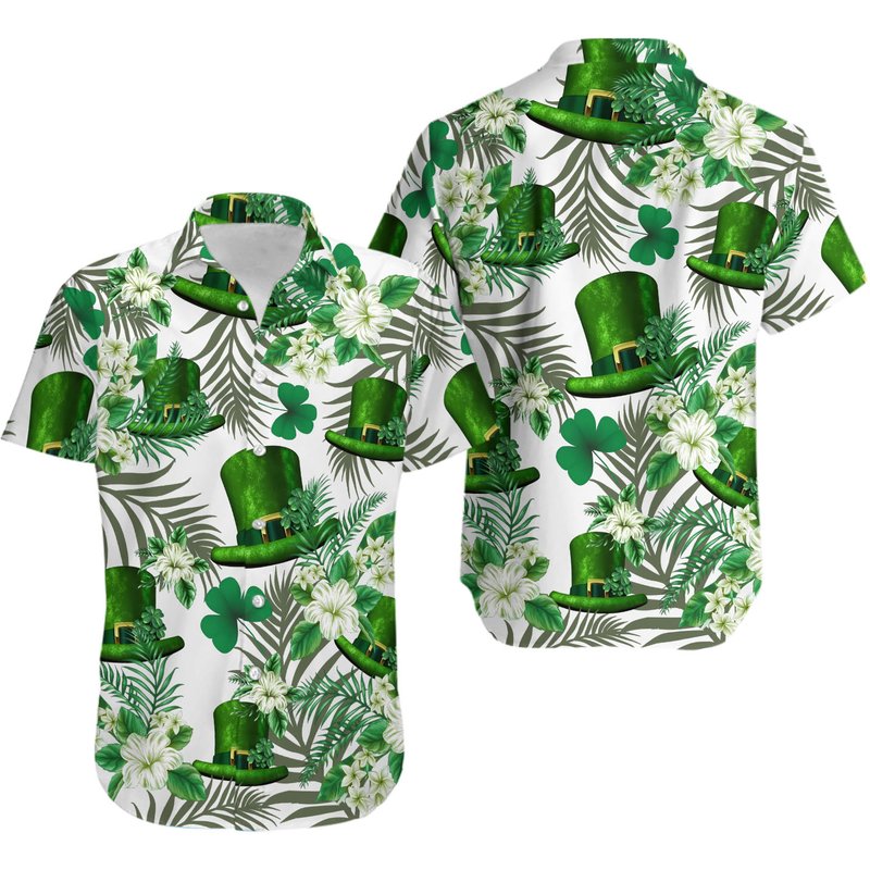 Ireland Green Hat Hawaii Shirt — Mens Casual Shirts