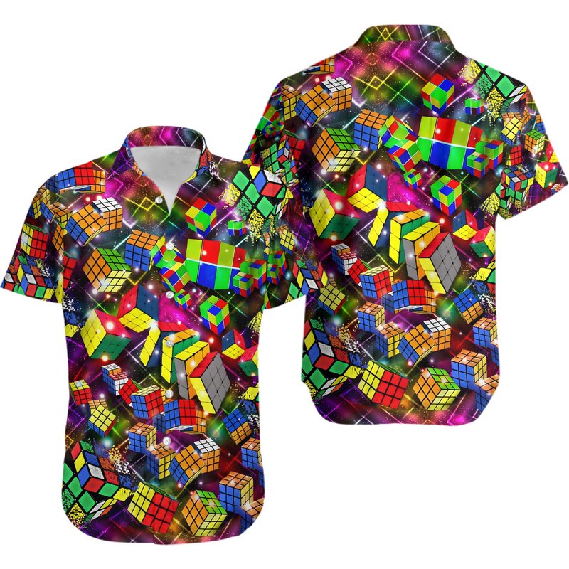 Rubik Cube Hawaiian Shirt — Chemises décontractées pour hommes