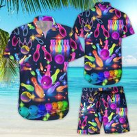 Bowling Hawaiian Shirt - Awesome Colorful Bowling Neon Light Hawaiian Shirts