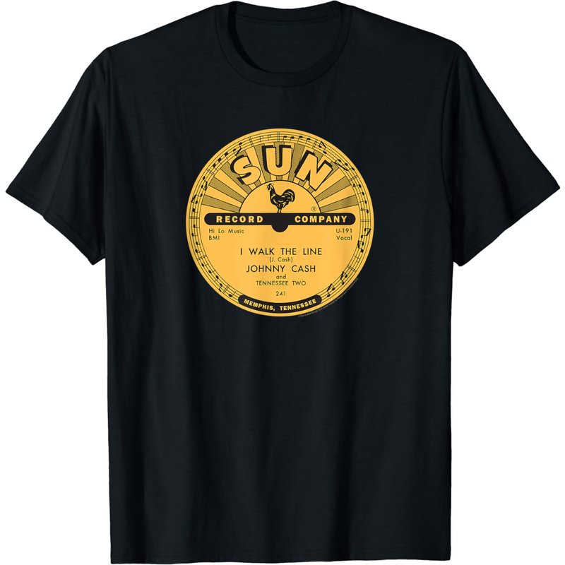 Sun Records Vinyl Johnny Cash I Walk The Line T-shirt — T-shirts pour hommes