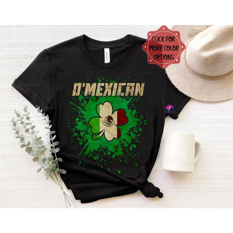 Vintage O'mexican Flag Shirt, Irish Shamrock Clover St. Patricks Day Shirt — T-shirts pour hommes
