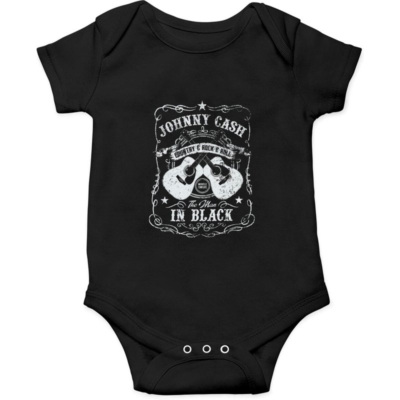 Johnny Cash Man In Black Burnout Onesies Onesies — Bodys bébé