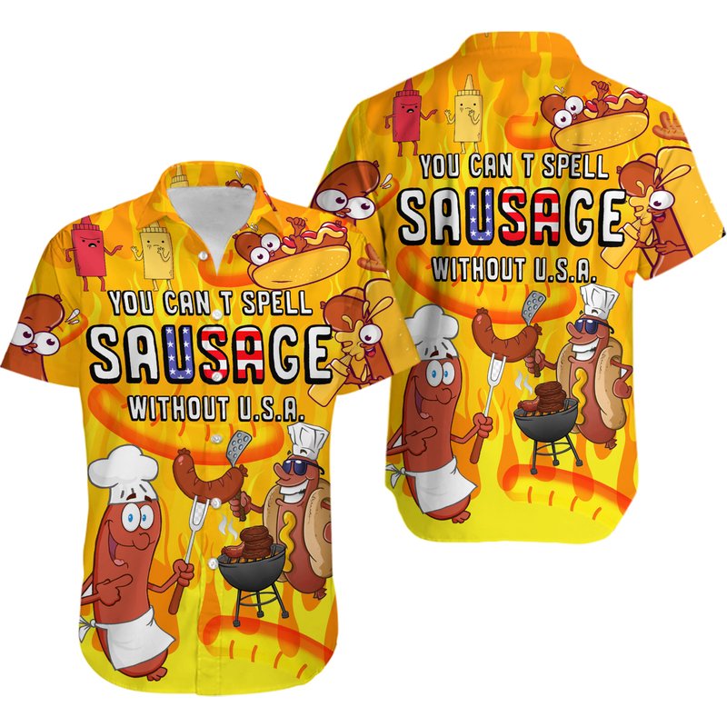 Food You Can't Spell Sausage Without Usa — Chemises décontractées pour hommes