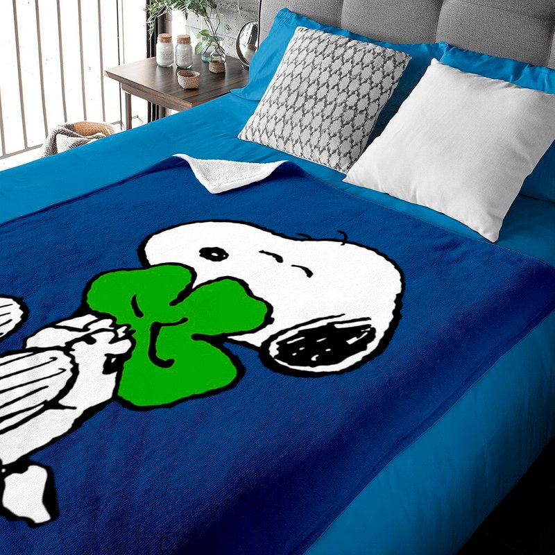 Snoopy Shamrock Hug - St Patricks Day - Crewneck Baby Blankets — Baby Blankets
