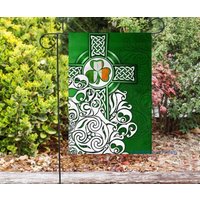 Irish Shamrock With Cross St Patrick's Day Garden Flag