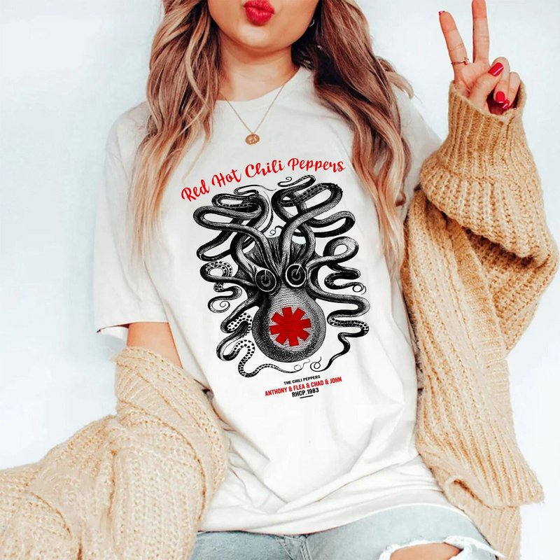 Red Hot Chili Peppers Octopus 1983 T Shirt — T-shirts pour hommes