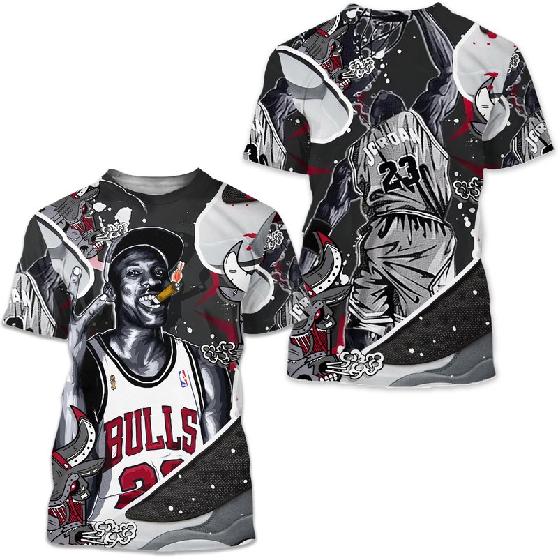 Bull 23 Jordan Unisex Sneaker Shirt Match Black Flint 13s Tee — T-shirts pour hommes