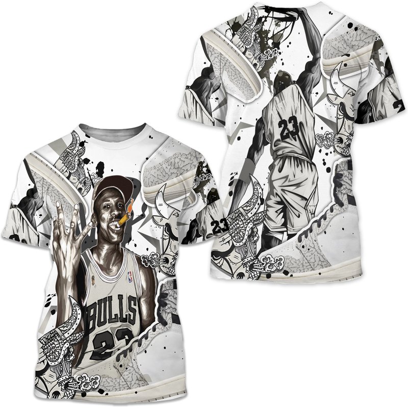 Bull 23 Jordan Unisex Sneaker Shirt Match Og Elephant 1s Tee — T-shirts pour hommes