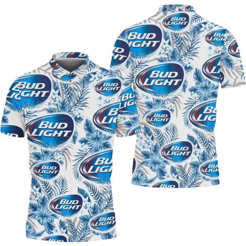 Bud Light Unisex Polo Shirt, Bud Light Beer Button Up Polo Shirt — Chemises décontractées pour hommes