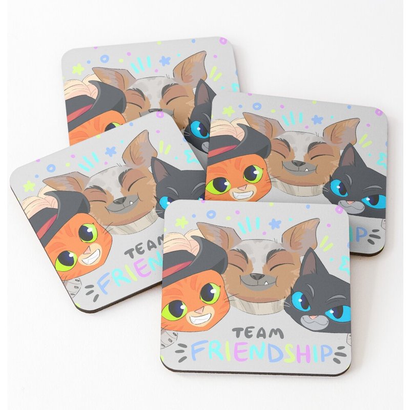 Team Friendship Puss In Boots The Last Wish 2 Coasters — Sous-verres et napperons