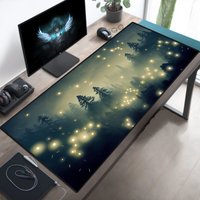 Fantasy Forest Fireflies Desk Ma, Cute Deskmat