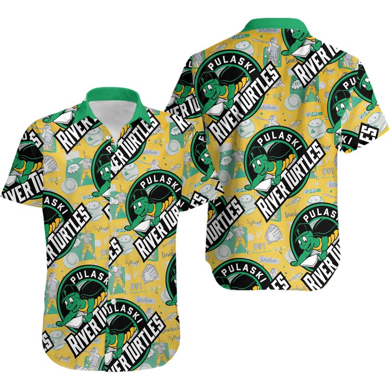 Pulaski River Turtles Men's Hawaiian Shirt Aloha Shirt — Chemises décontractées pour hommes