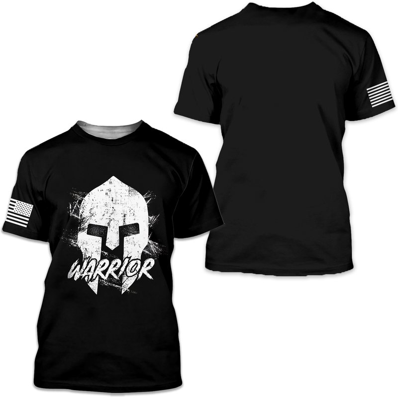 American Spartan Warrior Distressed 3d T-shirt — T-shirts pour hommes