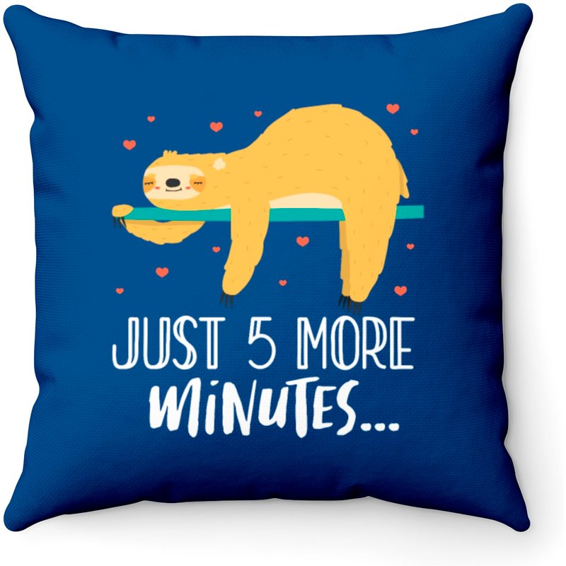 Just 5 More Minutes, Sloth Throw Pillows — Coussins décoratifs
