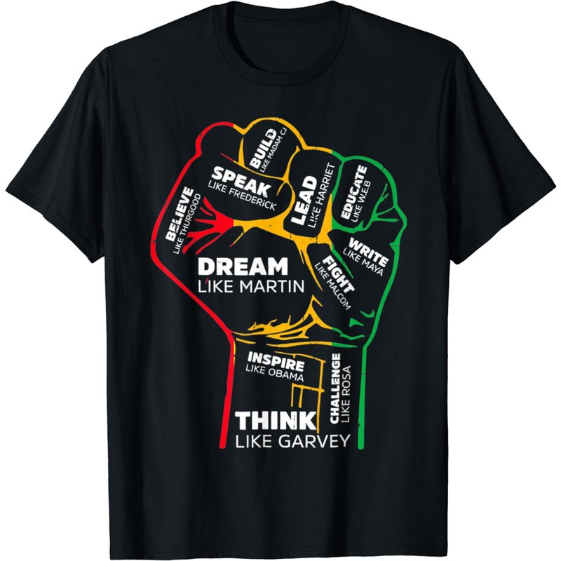Inspiring Black Leaders Power Fist Hand Black History Month T-shirt — T-shirts pour hommes