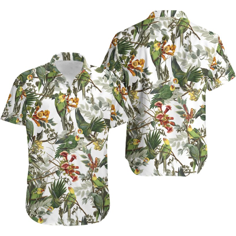 Audubon Carolina Parrot Shirt For Men Hawaiian Shirt — Chemises décontractées pour hommes
