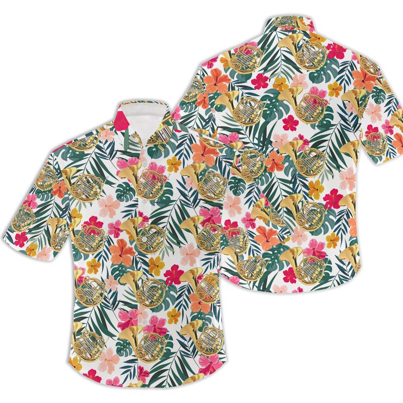 French Horn Hawaiian Shirt — Chemises décontractées pour hommes