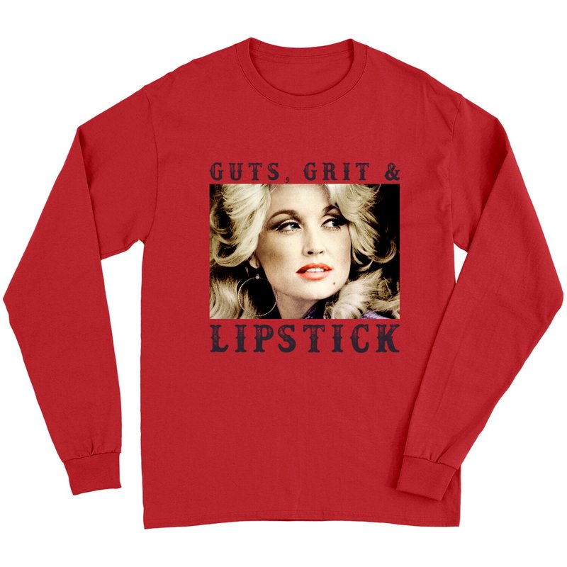 Guts, Grits, And Lipstick- Dolly Parton Long Sleeves — T-shirts pour hommes