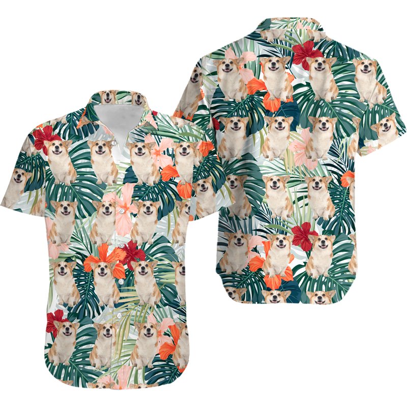Corgi Dog Hawaiian Shirt — Chemises décontractées pour hommes