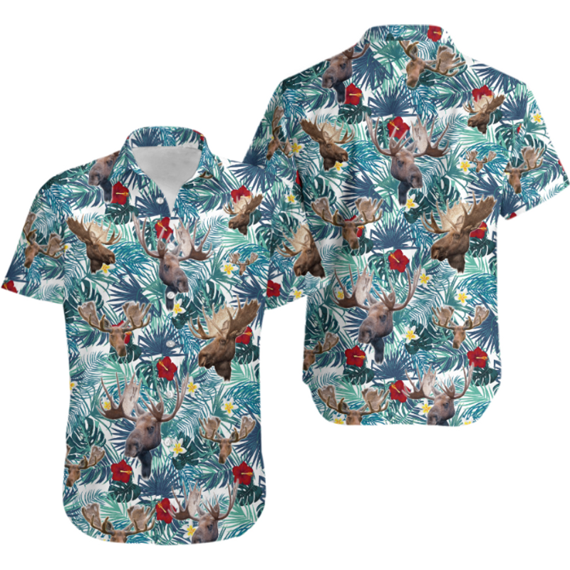 Moose Hawaiian Shirt For Men, Women, Moose Aloha Shirt — Chemises décontractées pour hommes