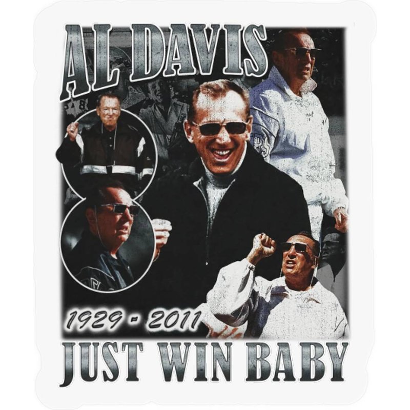 Al Davis Just Win Baby Vintage 90s Style Stickers, Josh Jacobs Stickers, Josh Jacobs Al Davis Stickers — Autocollants et stickers