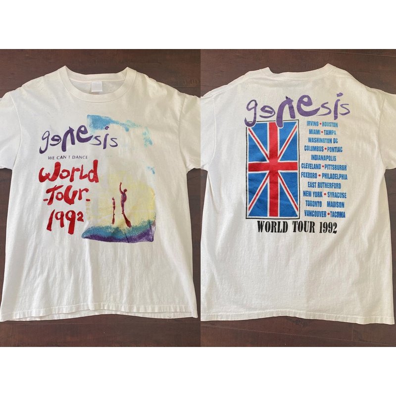 Genesis We Can't Dance World Tour 1992 Uk Flag T-shirt — T-shirts pour hommes