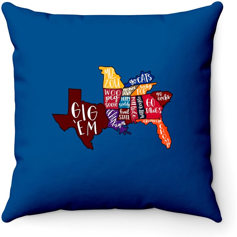 Southeastern Conference Team States Throw Pillows, Sec Sports — Decorative Cushions