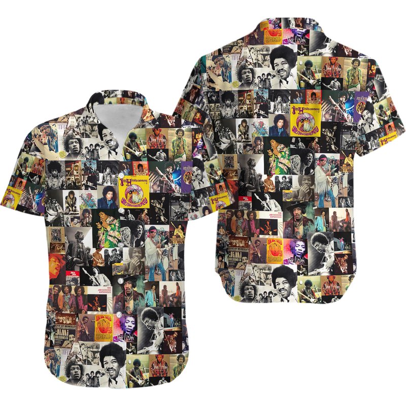 Jimi Hendrix Hawaiian Shirt, Rock Band Shirt — Chemises décontractées pour hommes
