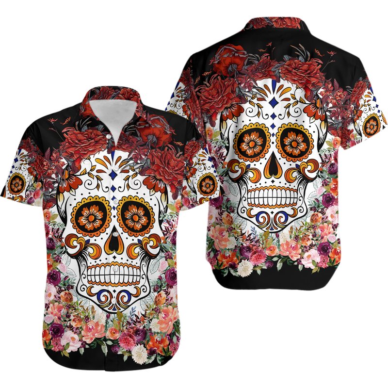 Sugar Skull Hawaiian Shirt — Mens Casual Shirts