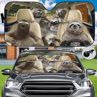 Sloth Family Car Sunshade, Sloth Car Decoration