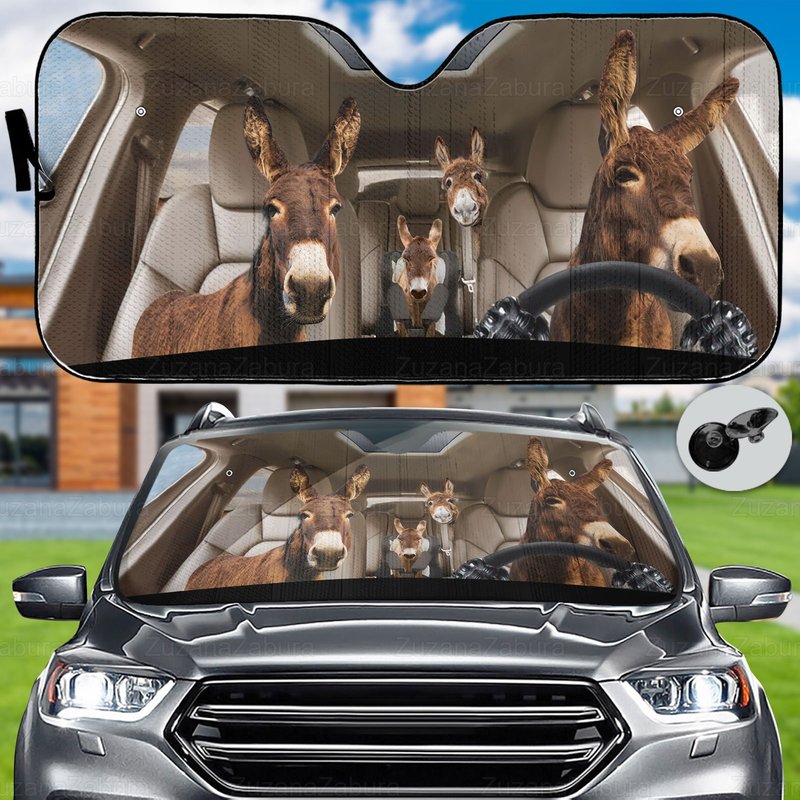 Donkey Family Car Sunshade — Pare-soleil de voiture
